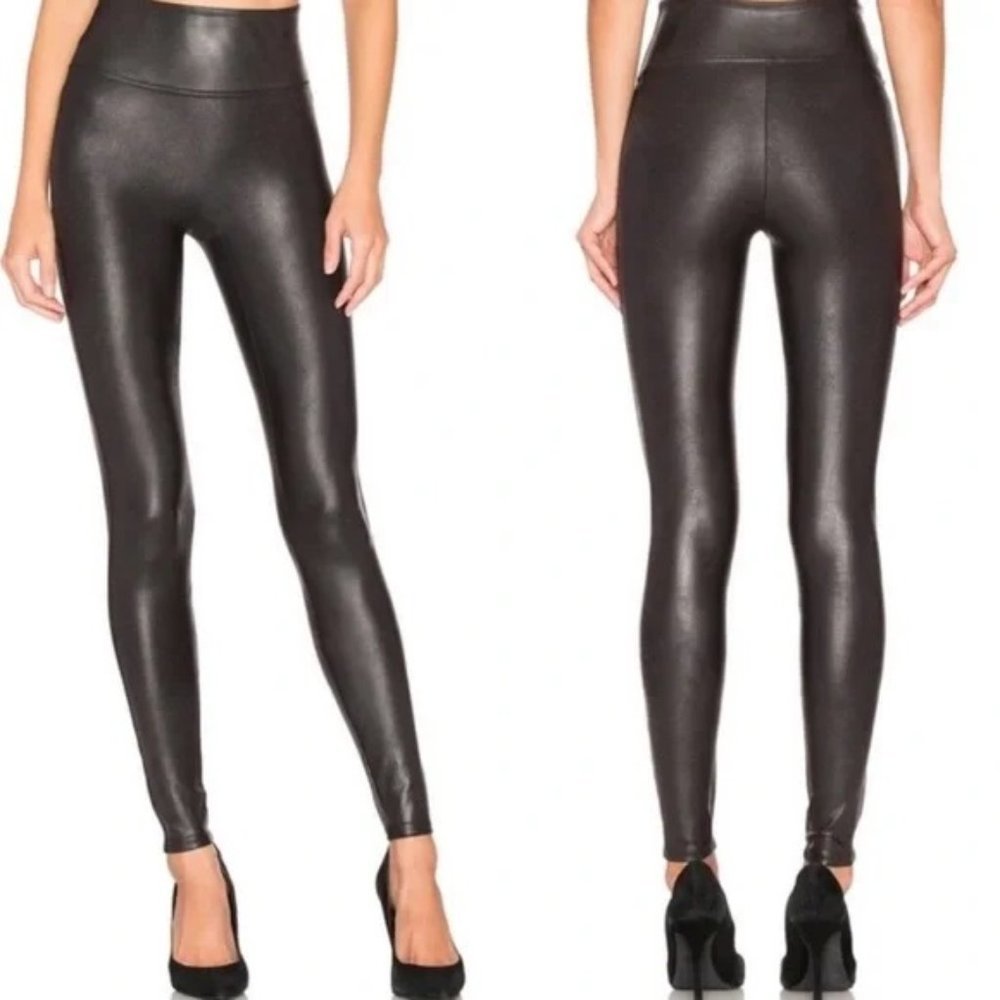 SPANX Faux Leather  Leggings Black Sz M NWOT